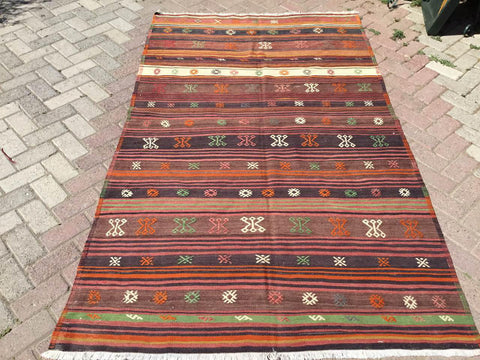 Vintage Turkish Kilim " Wacha" - 60" x 88" #646