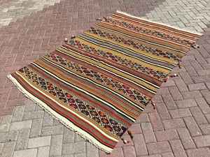 Vintage Turkish Kilim " Wacha" - 60" x 88" #646