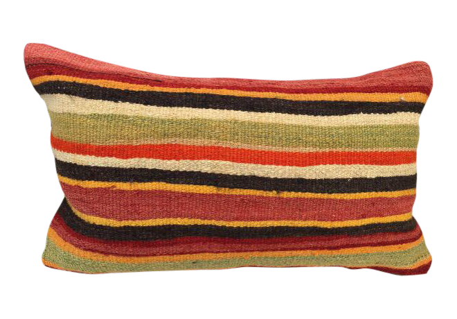 Turkish Kilim Pillow - 10"x20" #90