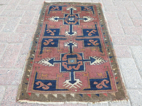 Vintage Turkish Mini Rug - 19.5" x 42" , #559