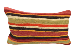Turkish Kilim Pillow - 10"x20" #90