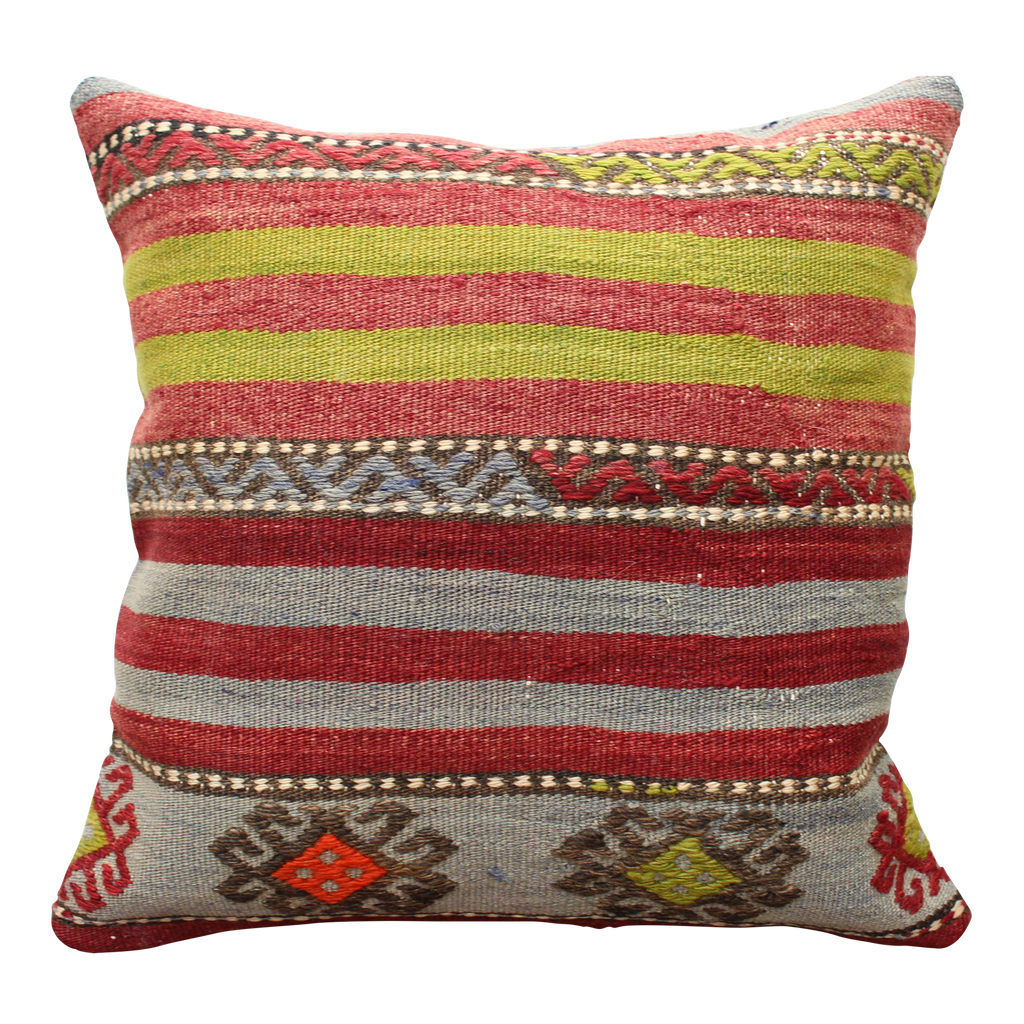 Turkish Kilim Pillow - 16"x16", #116