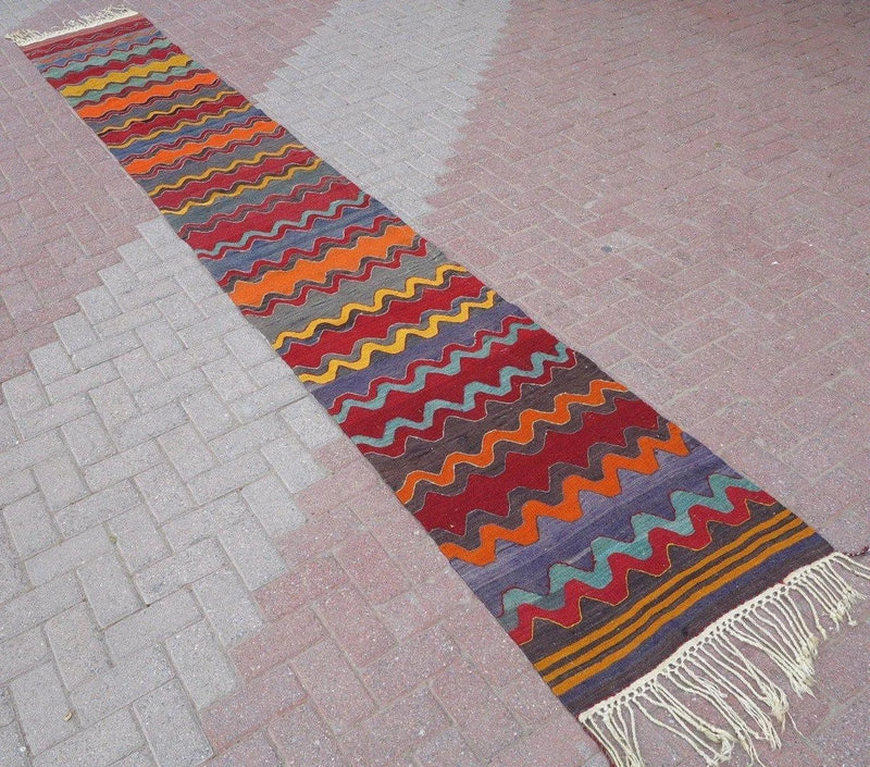 Vintage Turkish Kilim Runner - 188"x 26.5" , #376