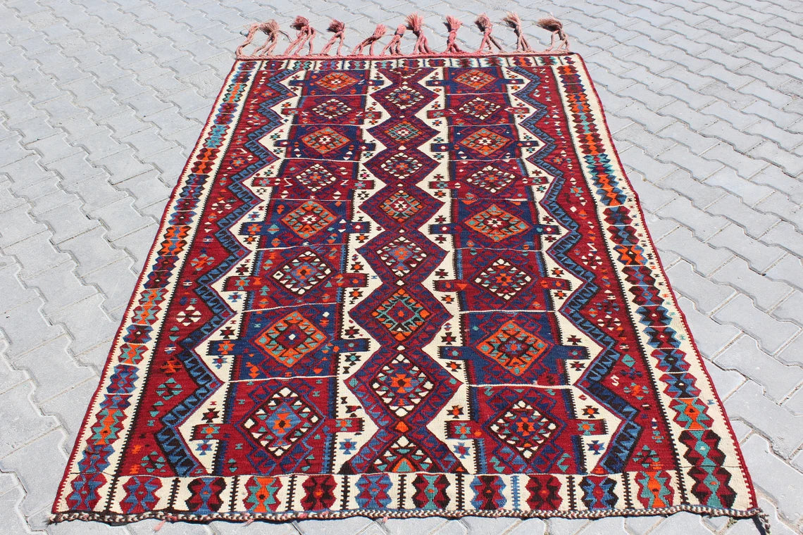 90×126 Vintage Turkish rug オールドキリム Vintage Turkish Kilim Rug - 90