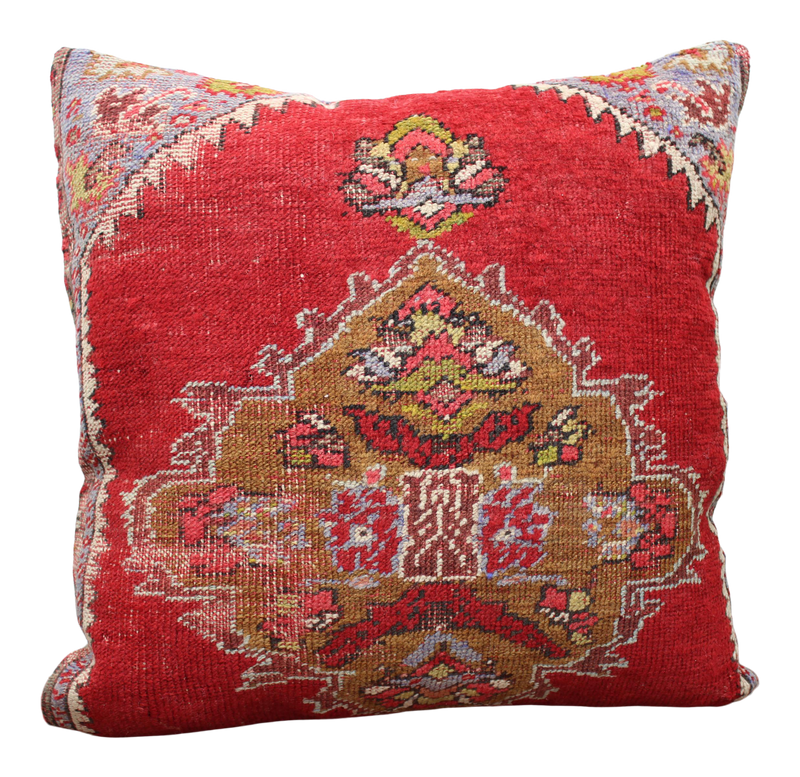 Turkish Rug Pillow - 20”x20.5, #108