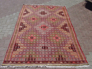 Vintage Turkish Kilim Rug - 122"x 68" , #377