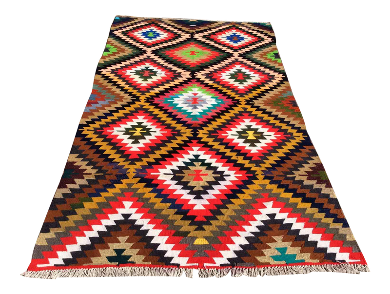 Vintage Turkish Kilim Rug - 65"x117" #681