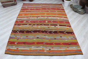 Vintage Turkish Kilim Rug - 69"x 95" , #487