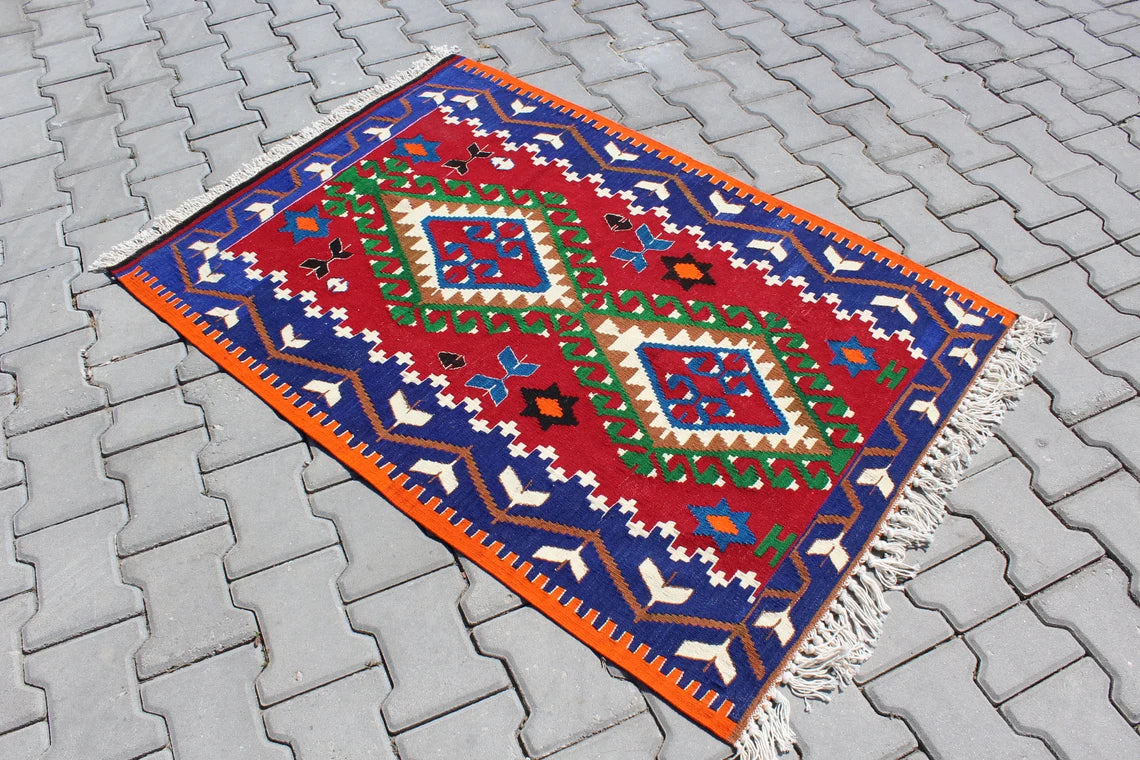 洋書 KILIMS MASTERPIECES FROM TURKEY Mid 20th Century Kilim Covered Headboard | Chairish