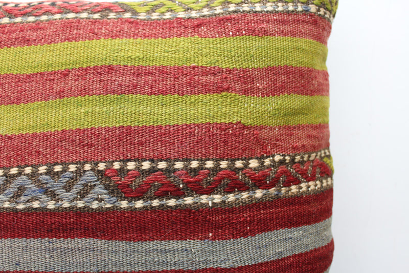 Turkish Kilim Pillow - 16"x16", #116