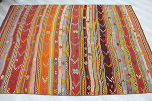 Vintage Turkish Kilim Rug - 69"x 95" , #487