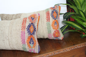 Turkish Vintage Kilim  Pillow ( Set of 2)  - 12.5"x23.5", #128