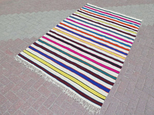 Vintage Striped Kilim  - 96"x 59" , #366