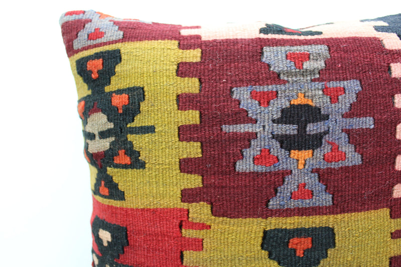 Turkish Kilim Pillow - 16"x16" , #99