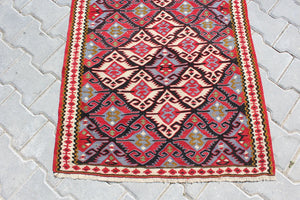 Vintage Turkish Kilim Rug - 104.5"x 42" , #387