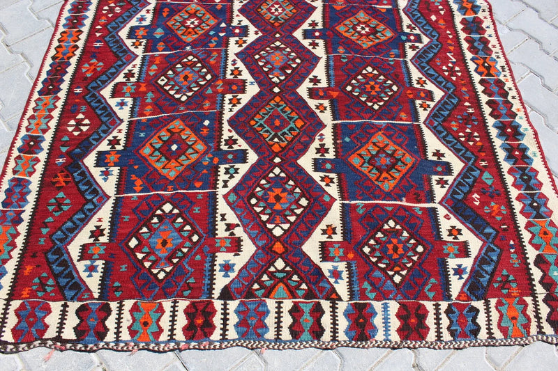 Vintage Turkish Kilim Rug - 90"x 61.5" , #372