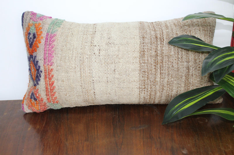 Turkish Vintage Kilim  Pillow ( Set of 2)  - 12.5"x23.5", #128