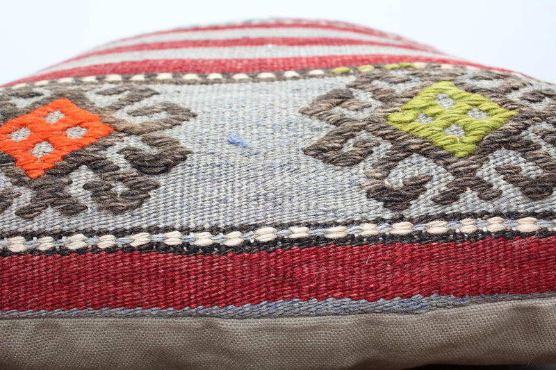 Turkish Kilim Pillow - 16"x16", #116