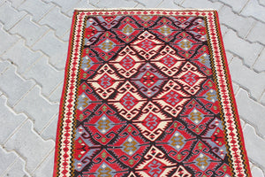 Vintage Turkish Kilim Rug - 104.5"x 42" , #387