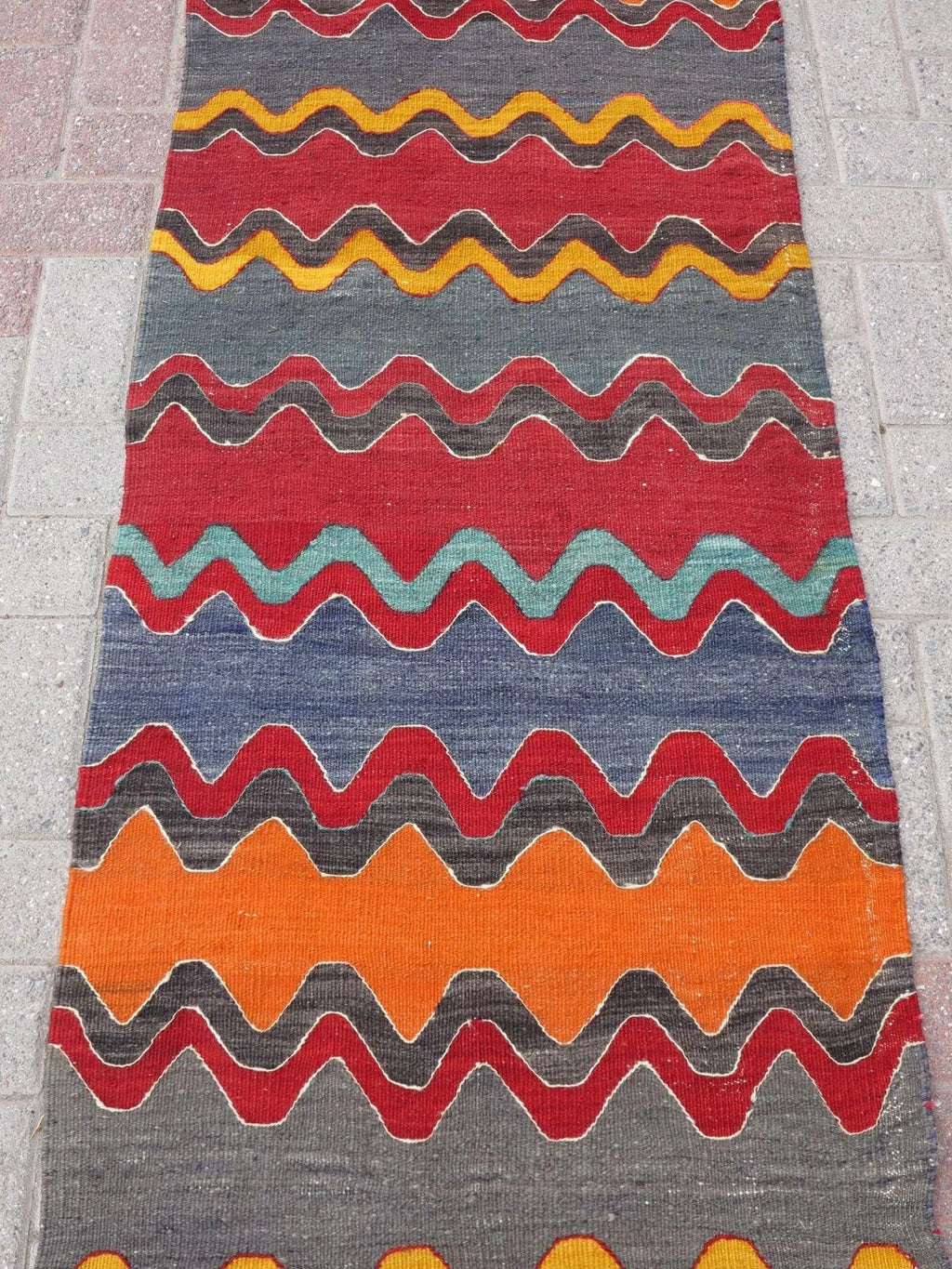 Vintage Turkish Kilim Runner - 188"x 26.5" , #376