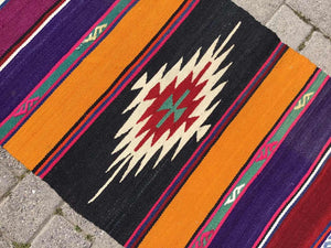 Turkish Runner Kilim Rug - 111.5" x 23" , #289