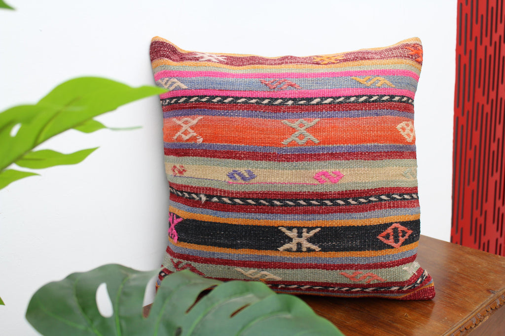 Turkish Kilim Pillow  - 19.5"x20", #139