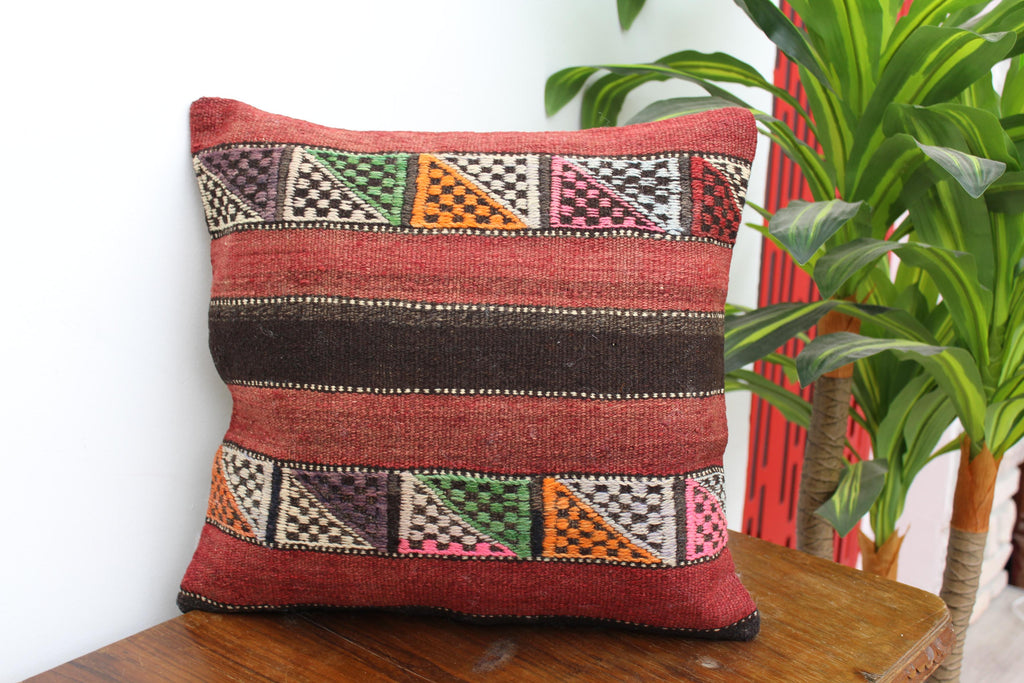 Turkish Kilim Pillow  - 16"x16.5", #136