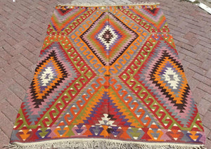 Vintage Turkish Kilim " Spring" - 66" x 95" #638