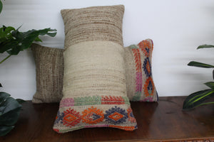 Turkish Vintage Kilim  Pillow ( Set of 2)  - 12.5"x23.5", #128