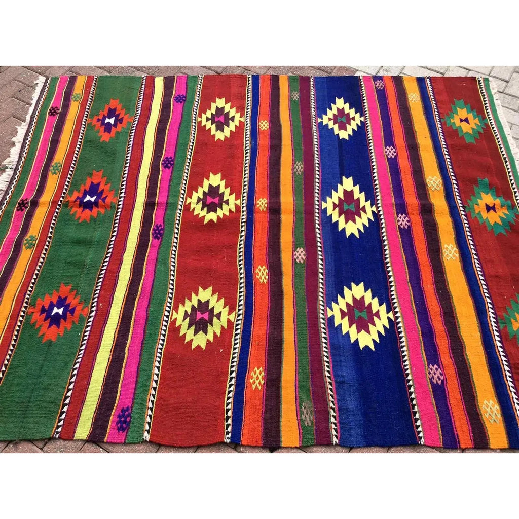 Vintage Turkish Kilim Rug 87.5" x 72.5" #900