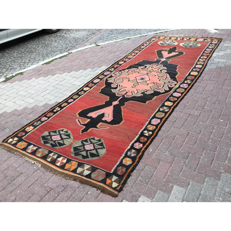 Vintage Kilim Rug - 165" x 62" , 706x