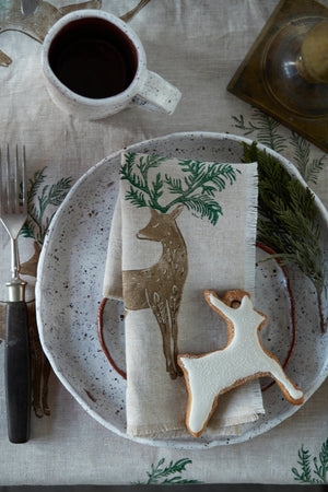 Standing Rein Deer Linen Napkin