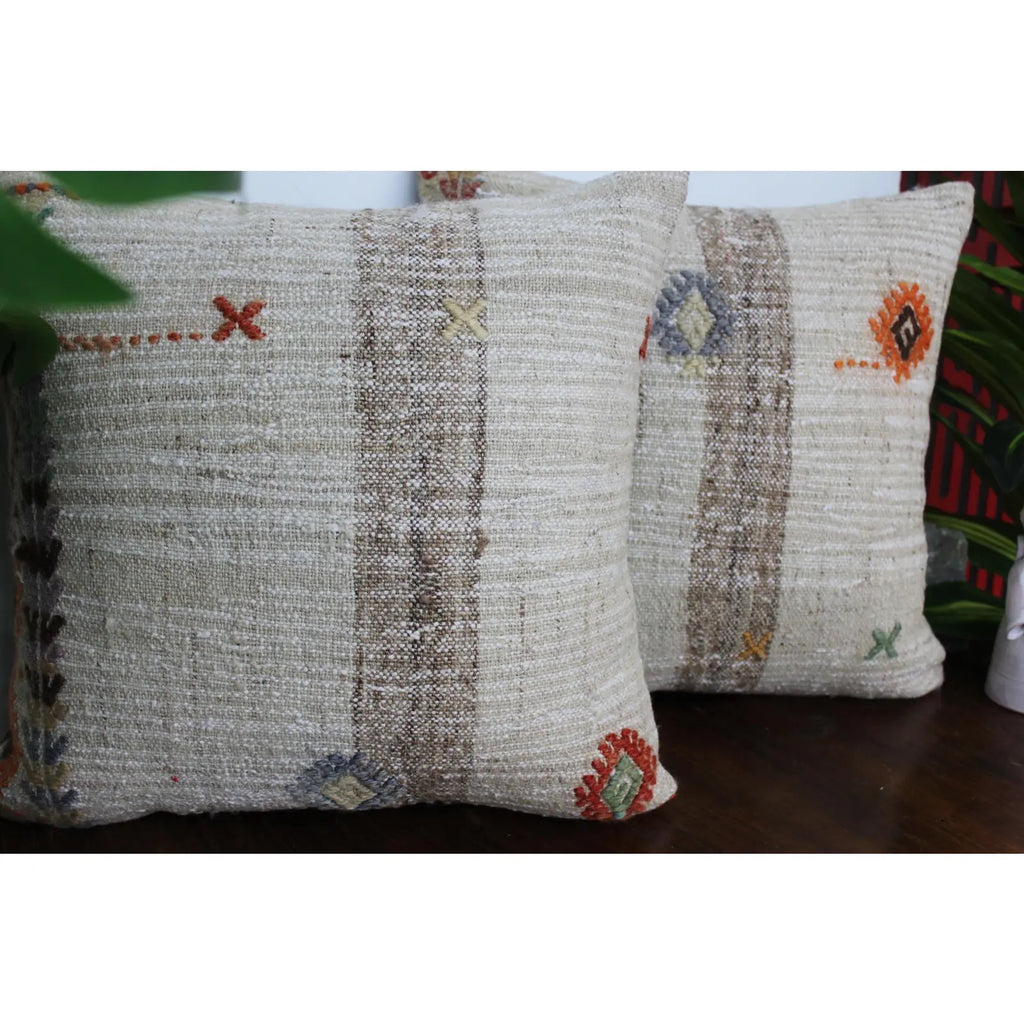 (Set of 2) Kilim Pillow 18" x 18", #29