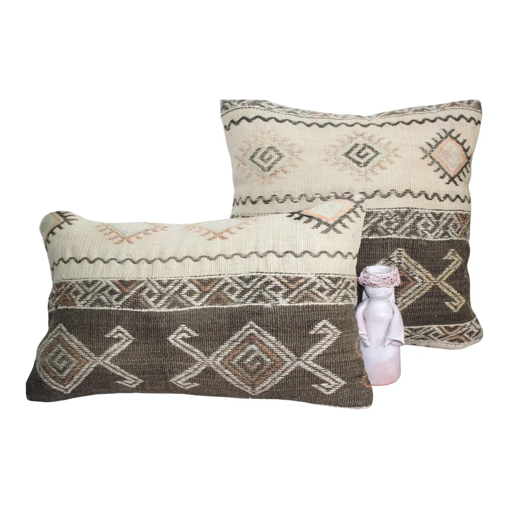 (Set of 2) Kilim Pillow 18" x 18'5", #29