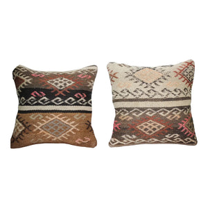 (Set of 2) Kilim Pillow 16" x 16", #26