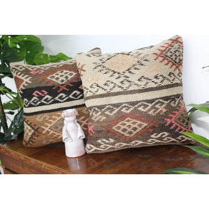 (Set of 2) Kilim Pillow 16" x 16", #26