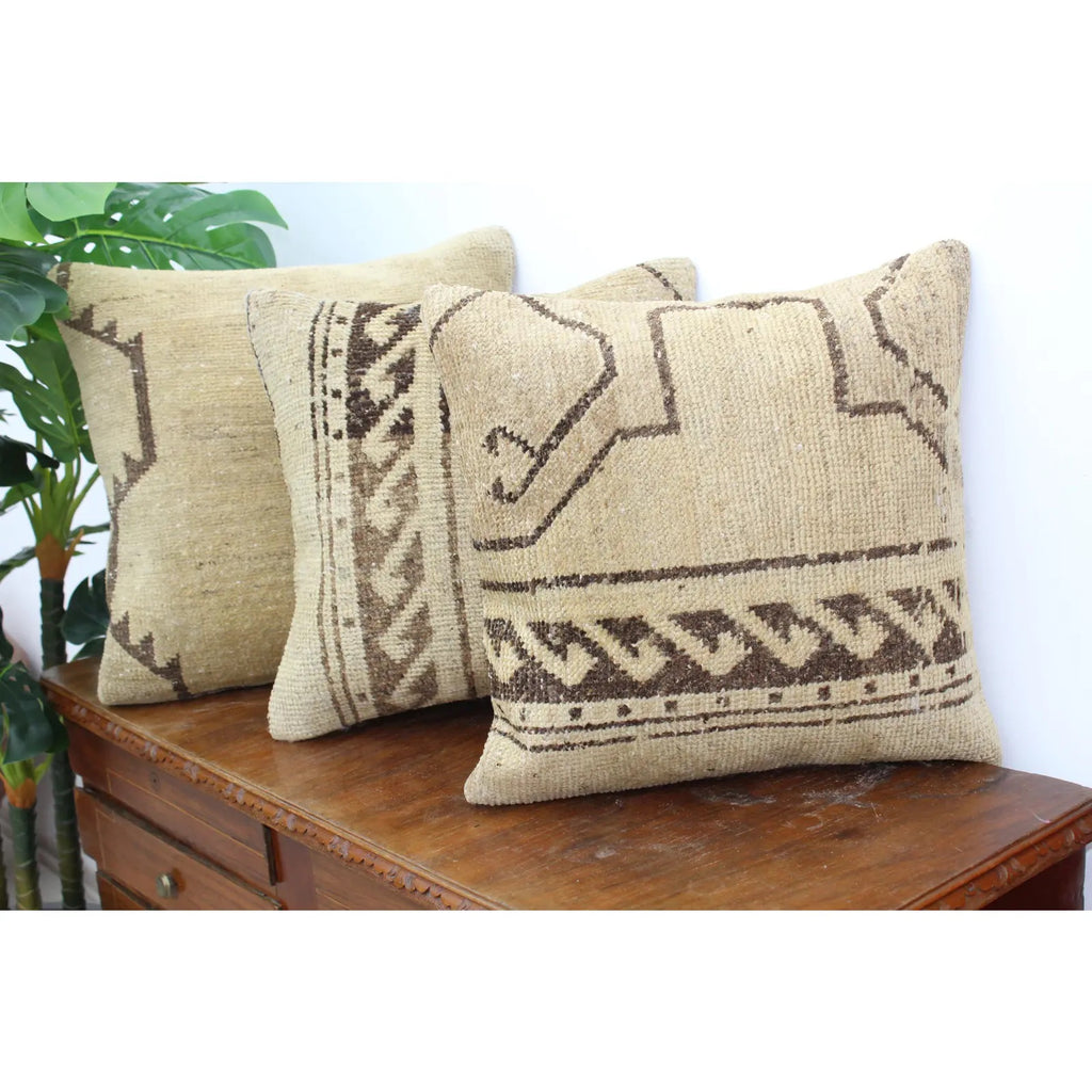 (Set of 3) Oushak Rug Pillow 17.5" x 17.5", #19