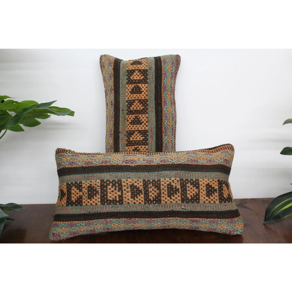 (Set of 2) Kilim Pillow  10.5" x 20.5" #21